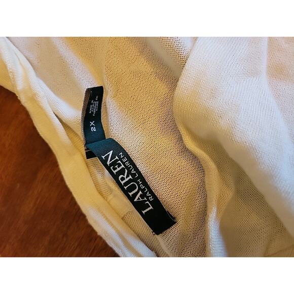 Lauren Ralph Lauren Womens Silk Blend Cardigan Sweater Plus 2x Ivory - Picture 13 of 14